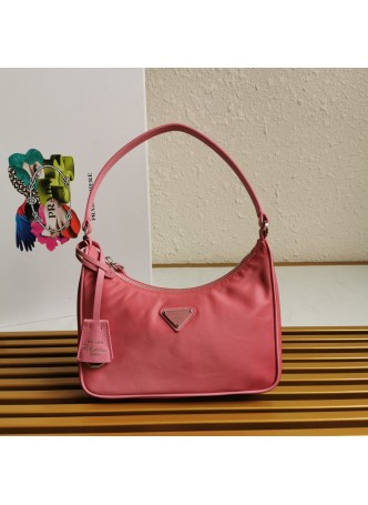 Prada Wholesale Zip Women's Hobo Black/Rose Bags Leather Handle